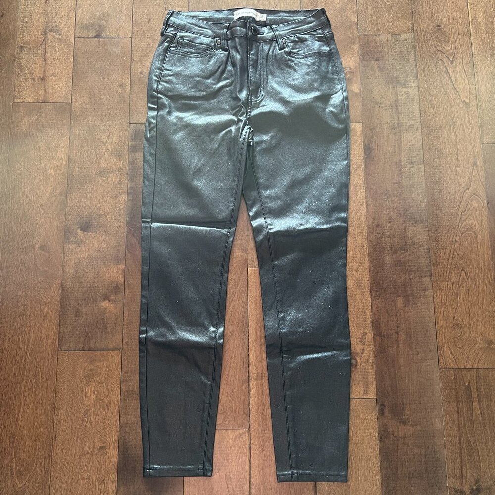 RM Rebecca Minkoff Black Shimmery Faux Leather Skinny Pants, Size 6 - NEW